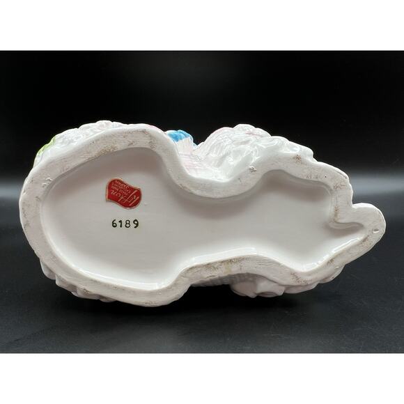 Vintage Lefton White Poodle Dog with Daisy Flowers Ceramic Planter Japan 6189 - Picture 11 of 11